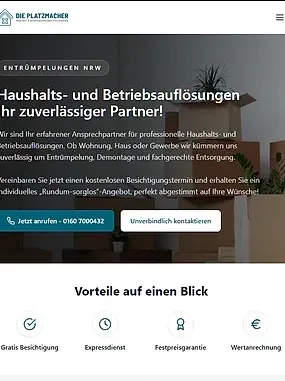 Tablet Ansicht der Platzmacher NRW Website