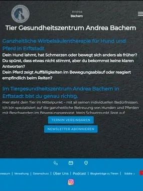 Tablet Ansicht der Tiergesundheitszentrum Andrea Bachem Website