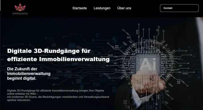 Desktop Ansicht der Immowarto Website