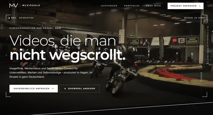 MLvisuals Website Desktop Website MLvisuals Videoproduktion – Desktop-Ansicht