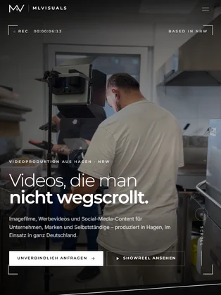 Website MLvisuals in der Tablet-Ansicht – responsives Webdesign von FastglobeIT